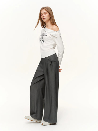 Spring Women's Pants High Waist Stripe Straight Leg Trousers - Loran