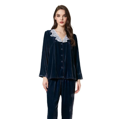 Minimalist & Elegant BirdTree Silk & Velvet Pajama Set Loran
