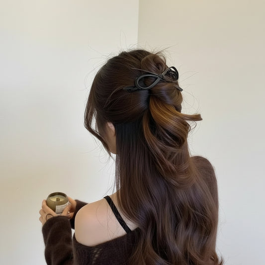 Elegant Leather Bow Hairpin Sweet Barrette Accessory