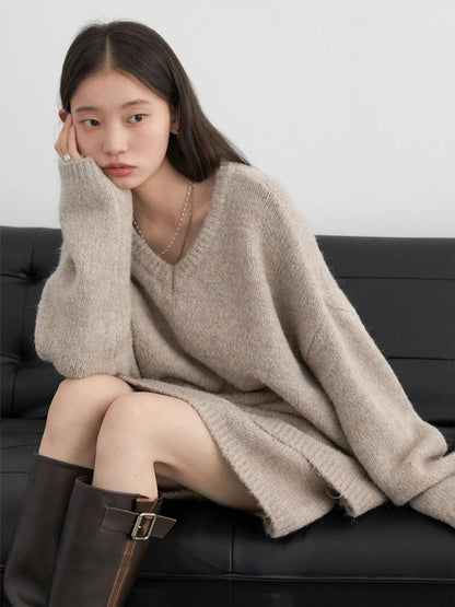 V-Neck Sweater & Mini Skirt Set 2-Piece Knit Outfit Loran