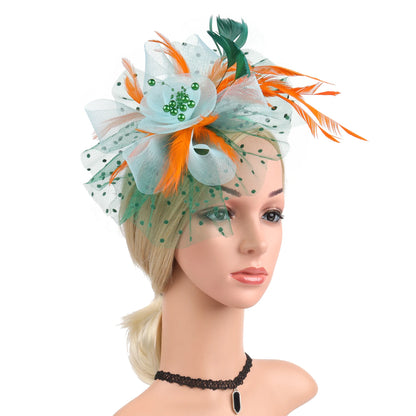 Vintage Feather Flower Fascinator Hat & Headband