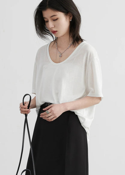 CHIC VEN Women T-Shirts Loose Casual Solid New Basic Cool Tees for Girl Short Sleeved Female Top Spring Summer 2025 Clothing Loran