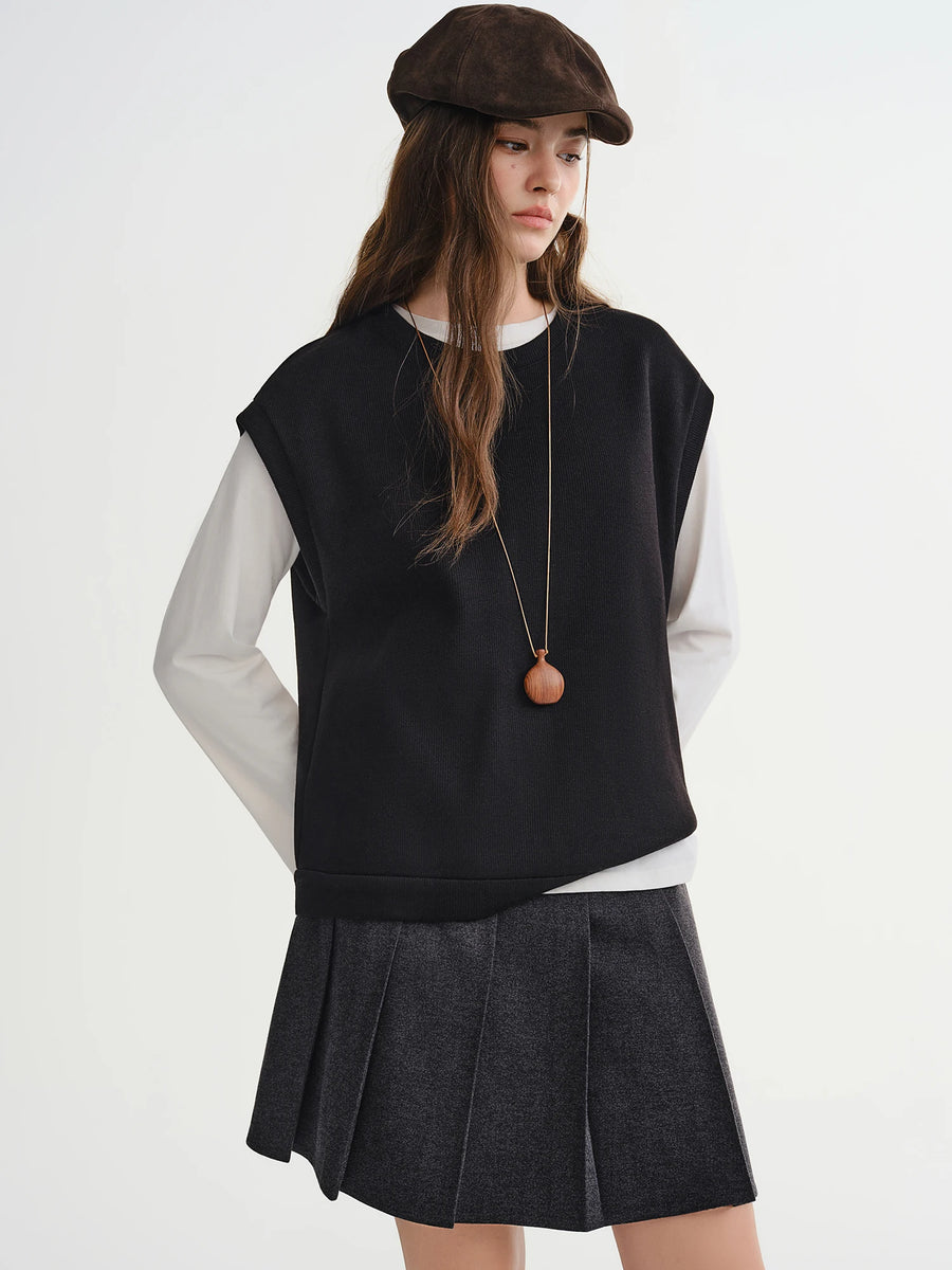 Plus Size French-Style Layered Skirt & Vest Set