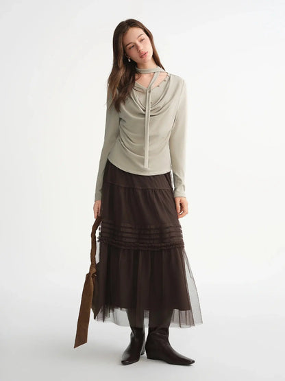 Ethereal Three-Color Mesh Straight Skirt LORAN STORE