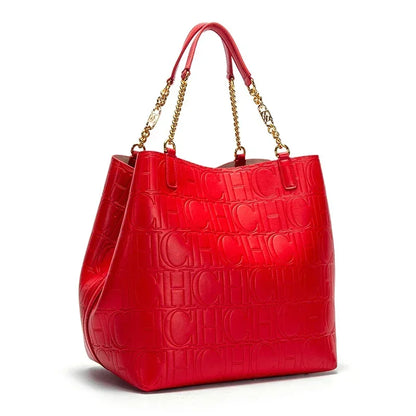 CH Embossed Leather Tote Bag Ideal Office & Daily Commute