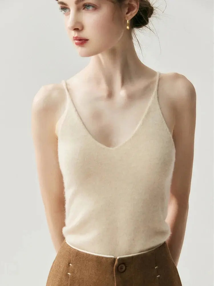 Women's 100% Cashmere V-Neck Vest | Soft Winter Knitwear LORAN STORE