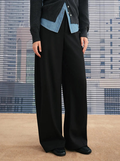 Curved Hem Wide-Leg Pants - Loran