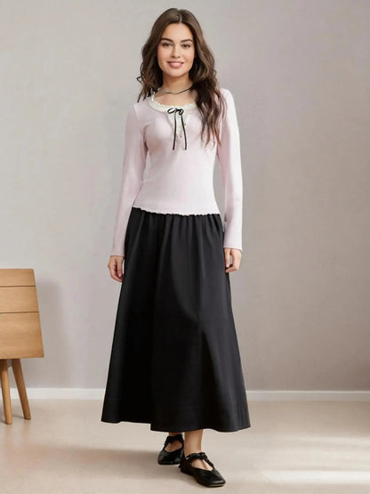 Sweet Ruffled Faux Two-Piece Knit Top (Plus Size) LORAN STORE