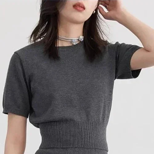 CHIC VEN Women Skirt Sets Solid Knitted Cardigan Short Sleeved Top Female Pleated Skirt Three Piece Optional Spring Autumn 2024 Loran