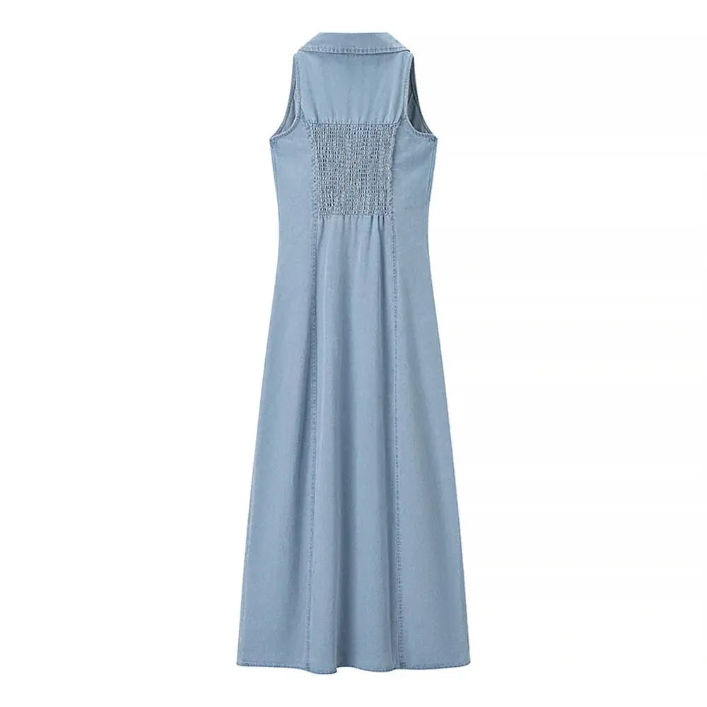 Blue Denim Maxi Dress for Women - Loran