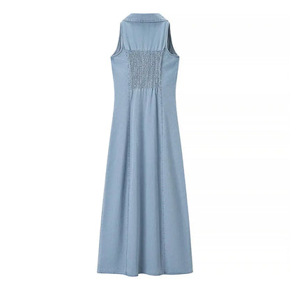 Blue Denim Maxi Dress for Women - Loran