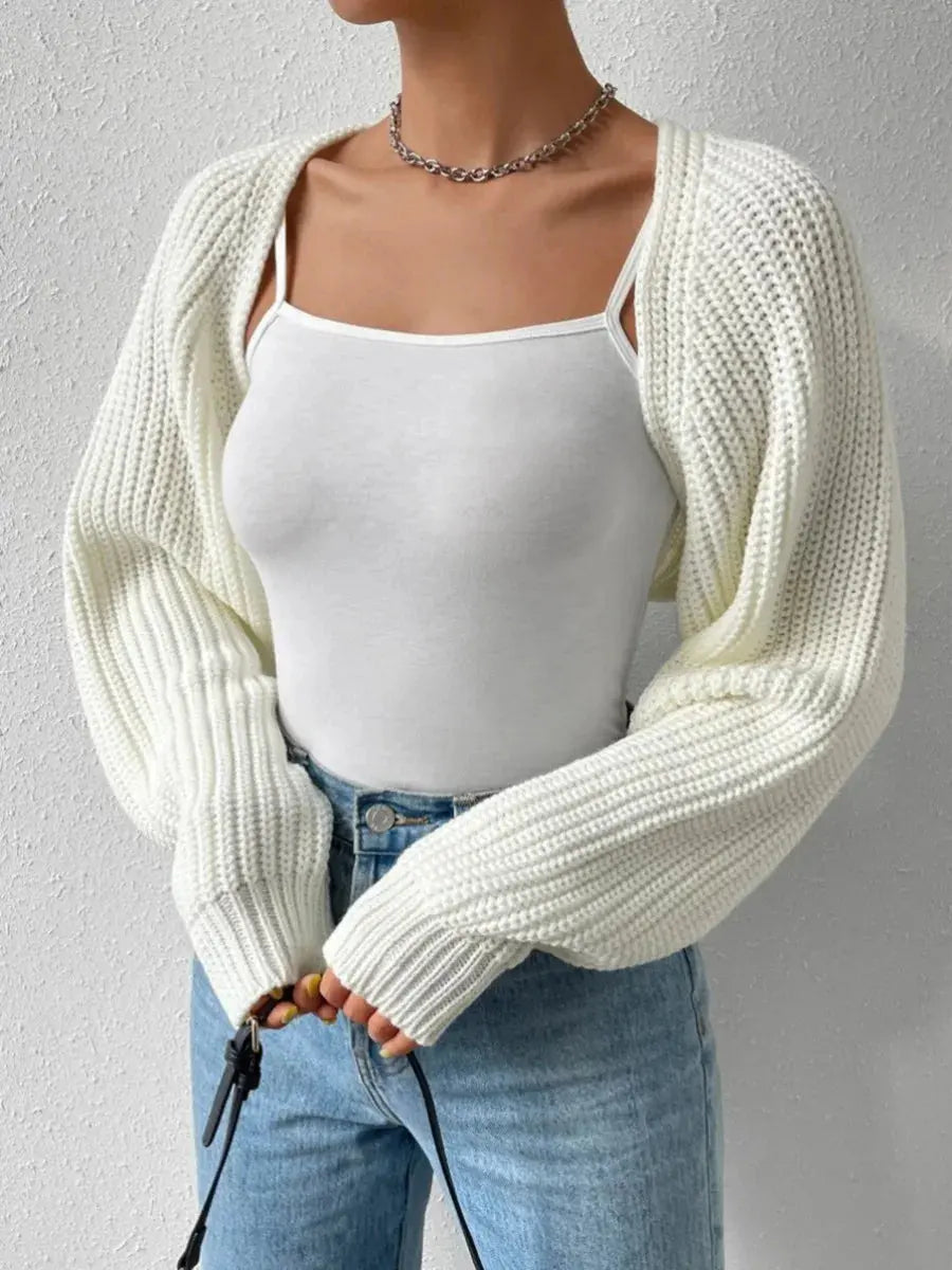 Women's Rib-Knit Cropped Cardigan Shrug - Loran