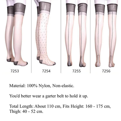 Ultra-Thin Thigh High Stockings for Garter Belts