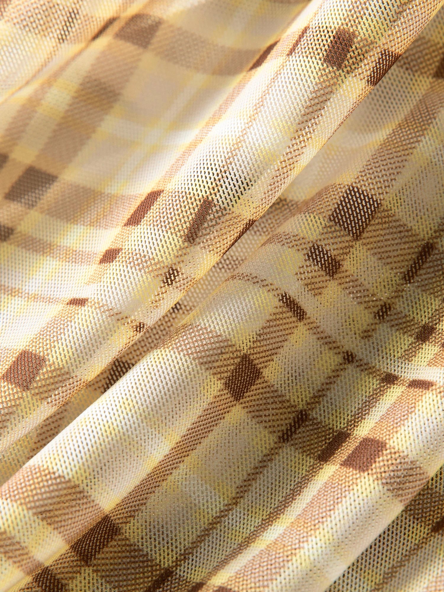 Brown Retro Plaid Mesh Maxi Dress Romantic Style