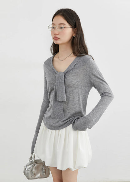 CHIC VEN Women Sweaters Pullovers Loose Casual New V-neck Lace Up Lightweight Female Knitted Jumpers Spring Autumn 2025 Loran