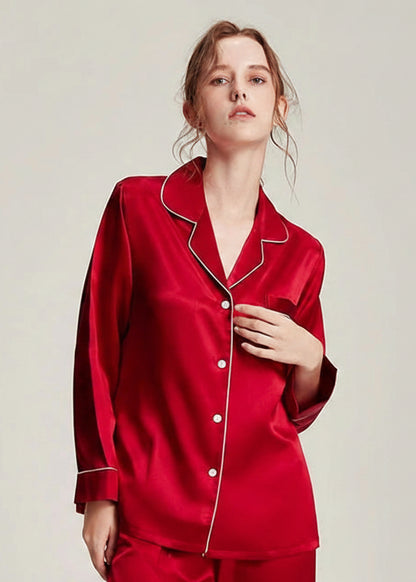 Fimtairah 19MM 6A  100% Silk Women Pajamas  Nightshirt Pijama Women  silk pajama Summer Spring  2 Pieces set long pant Loran