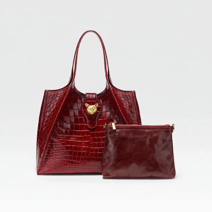 Crocodile Pattern Leather Messenger Bag Luxury Commuter