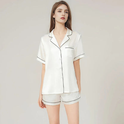 Real Mulberry Silk Pajama Set: Short Sleeve & Shorts Loran