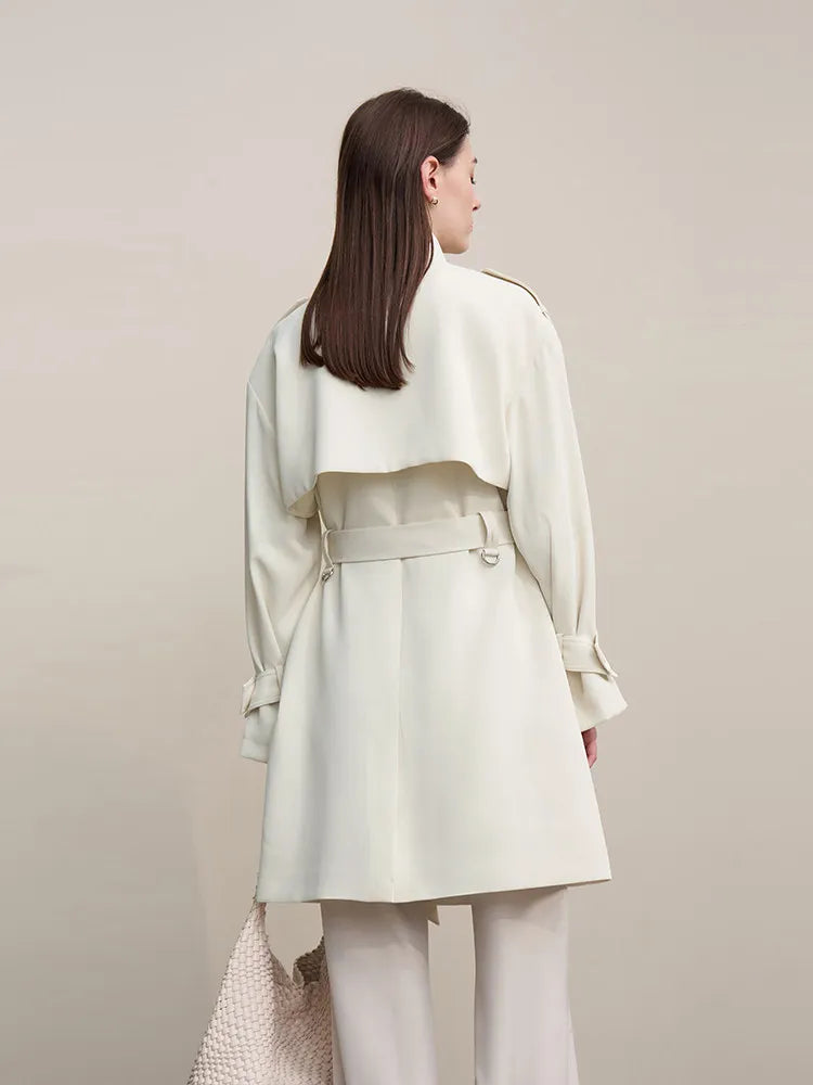 Amii Women's Trench Coat 2026 Spring New Commuter Drop Shoulder Sleeve Double-breasted Coat Women's Loose With Belt Top 12641029 Loran