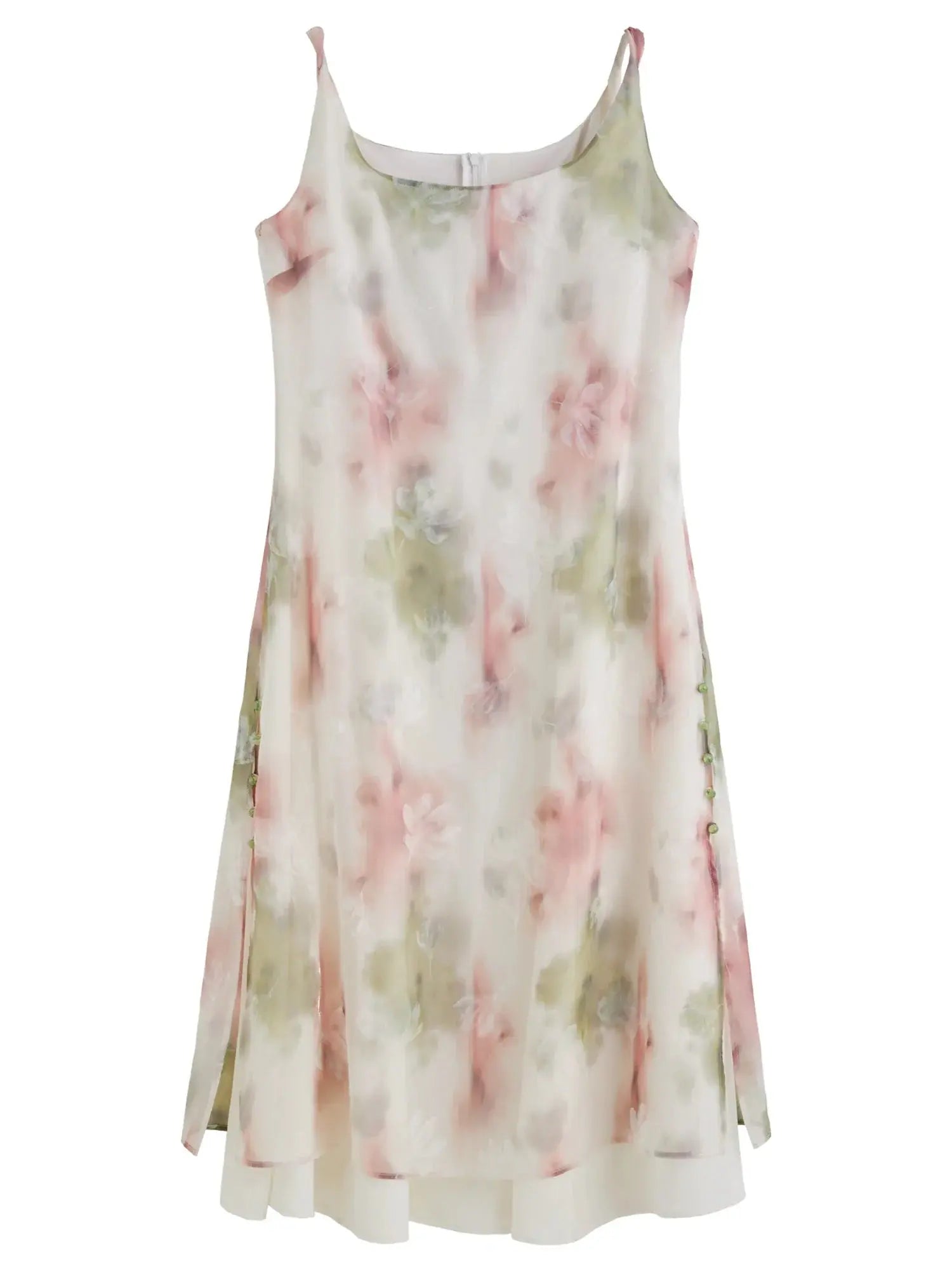 Blush Effect Print Plus Size Dress: Flattering Fit & Strappy Elegance - Loran