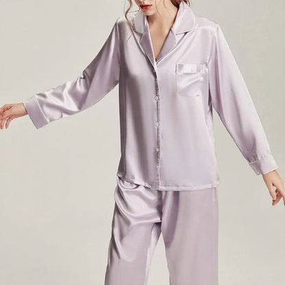 Fimtairah 19MM 6A  100% Silk Women Pajamas  Nightshirt Pijama Women  silk pajama Summer Spring  2 Pieces set long pant Loran