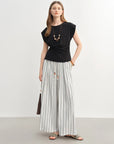 Minimalist Summer Drawstring Cotton-Linen Textured Trousers