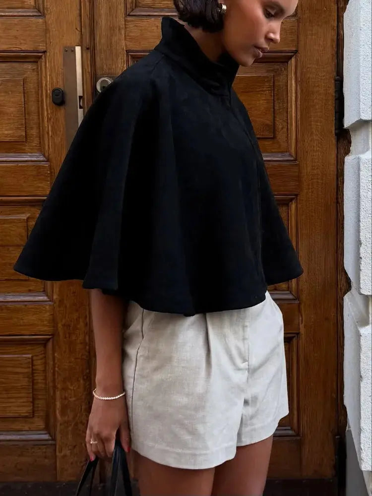 High-Neck Cropped Autumn Outerwear - Loran