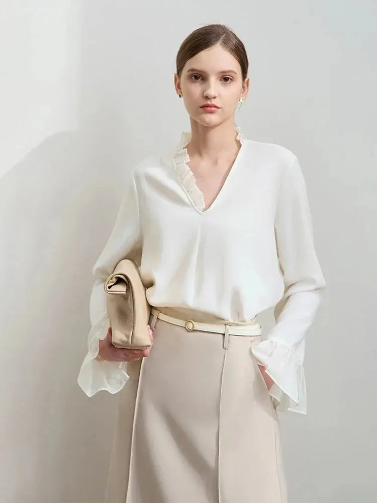 Women's Loose Chiffon Ruffle Blouse - Loran