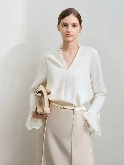 Women's Loose Chiffon Ruffle Blouse - Loran