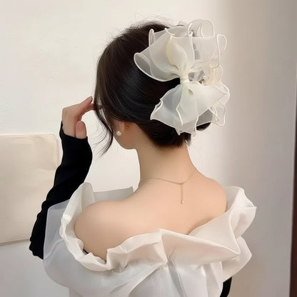 Sweet Reversible Bow Large Hair Claw Versatile Accessory