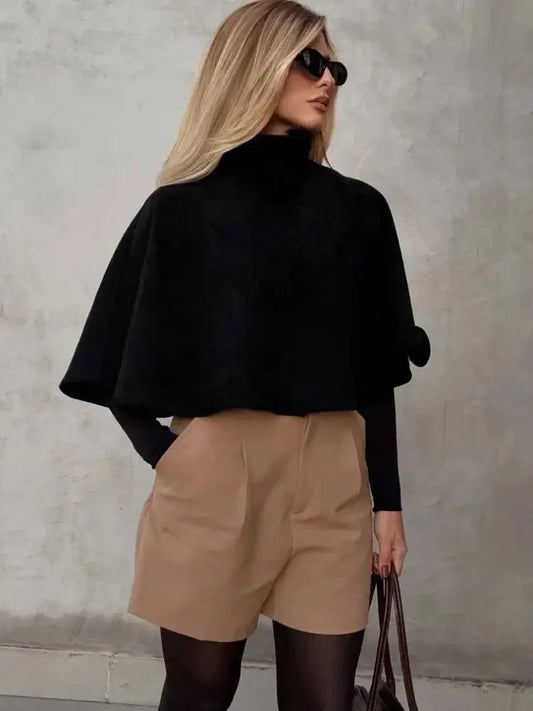 High-Neck Cropped Autumn Outerwear - Loran