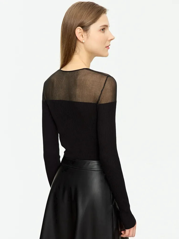 Women’s Slim Fit V-Neck Patchwork Sweater