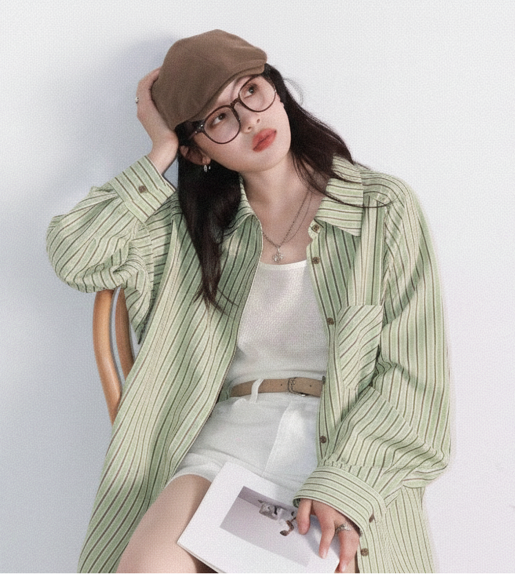 Women’s Oversized Striped Blouse Casual Spring Shirt