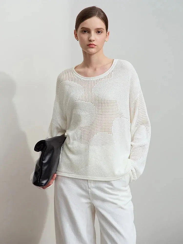 Minimalist Loose Hollow Knit Sweater Loran