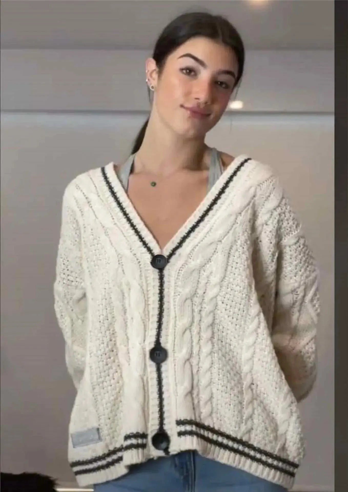 Vintage Star-Embroidered Oversized Cardigan Sweater - Loran