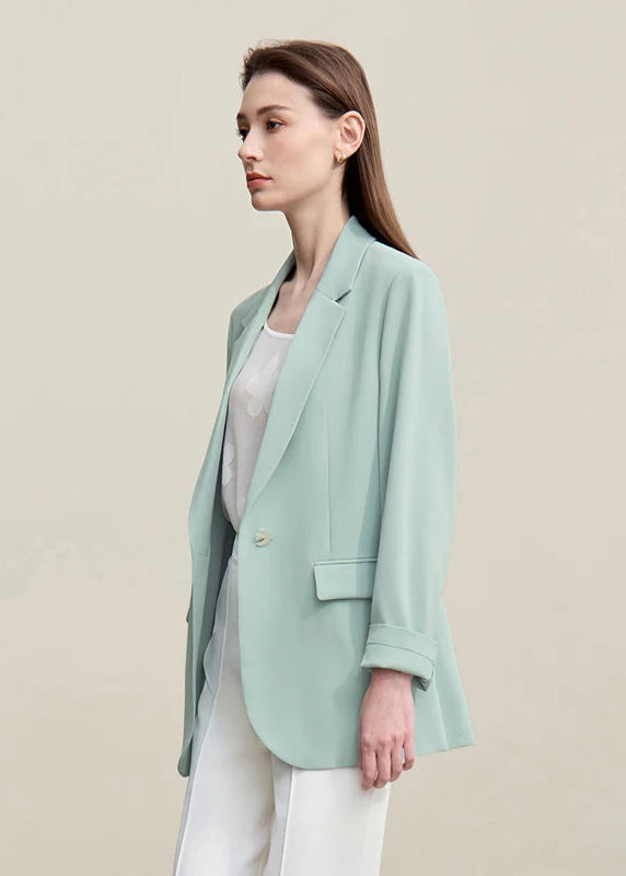 Amii Women's Blazer 2026 Spring New Commuter Flip-neck Suit Loose Single Button Jacket Medium And Long With Sashes Top 12621051 Loran
