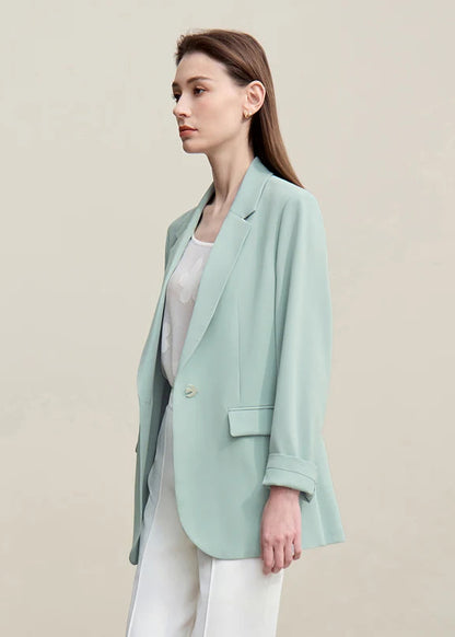 Amii Women's Blazer 2026 Spring New Commuter Flip-neck Suit Loose Single Button Jacket Medium And Long With Sashes Top 12621051 Loran