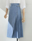 Vintage Wash Pleated Jean Skirt