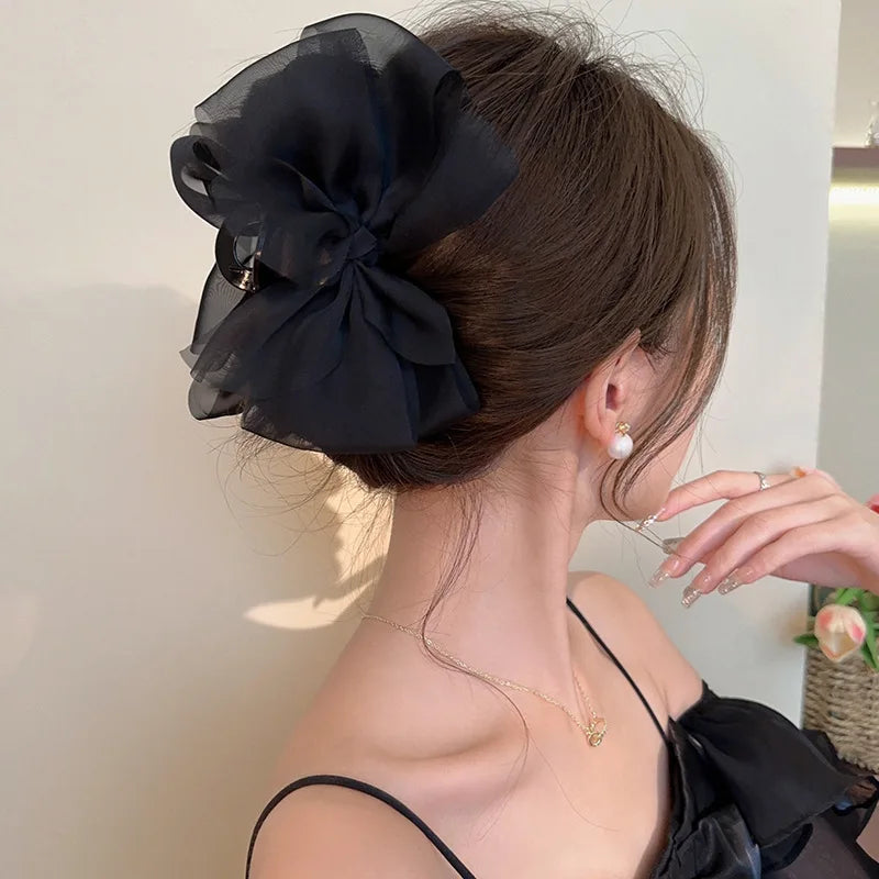Mesh Bow Biral Claw Clip Elegant Hair Accessories