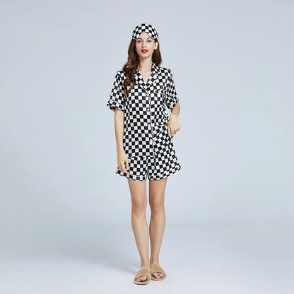Women’s Checkerboard Mulberry Silk Pajama Set Loran
