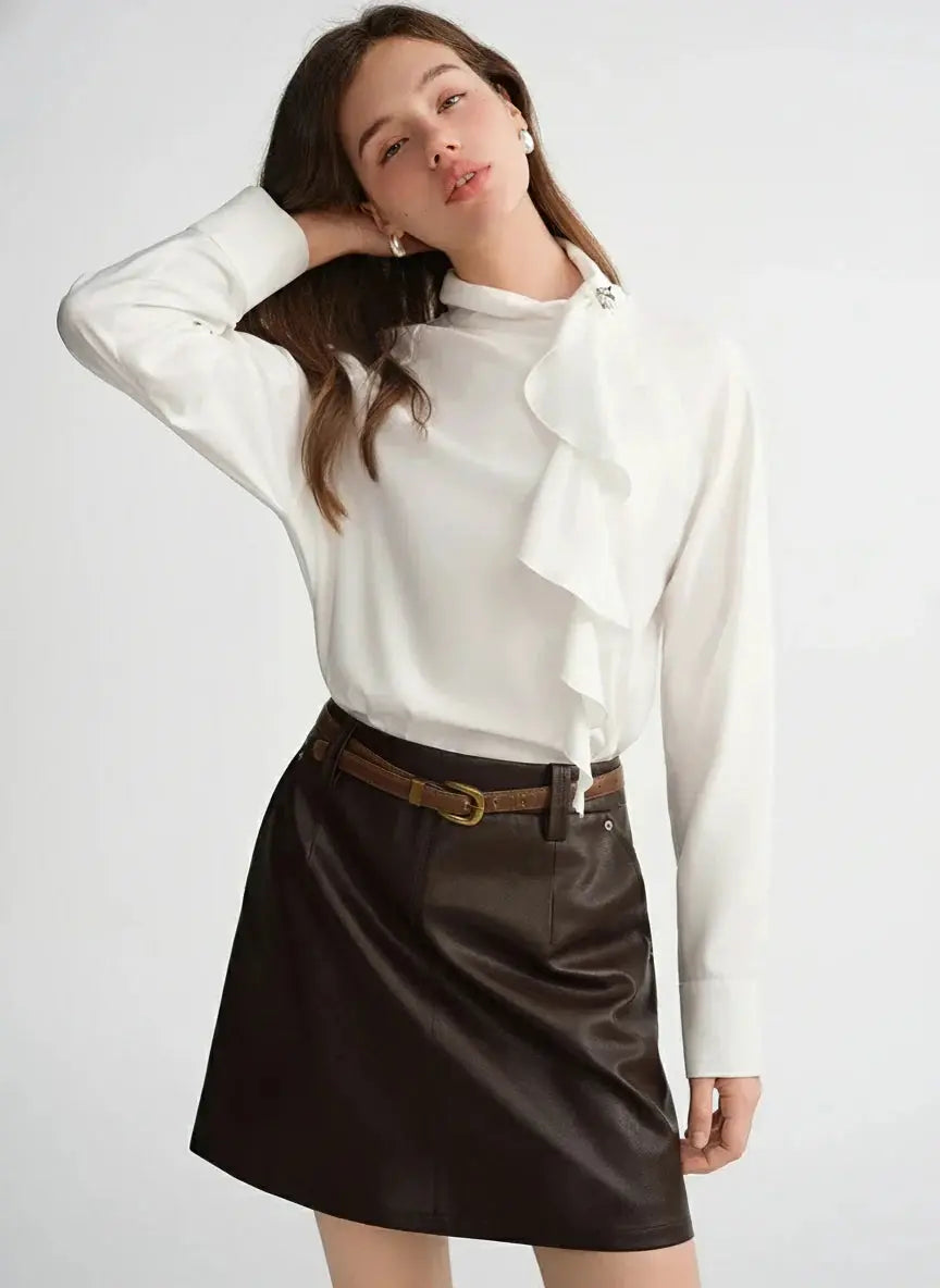 Elegant Asymmetrical Draped Blouse - Loran