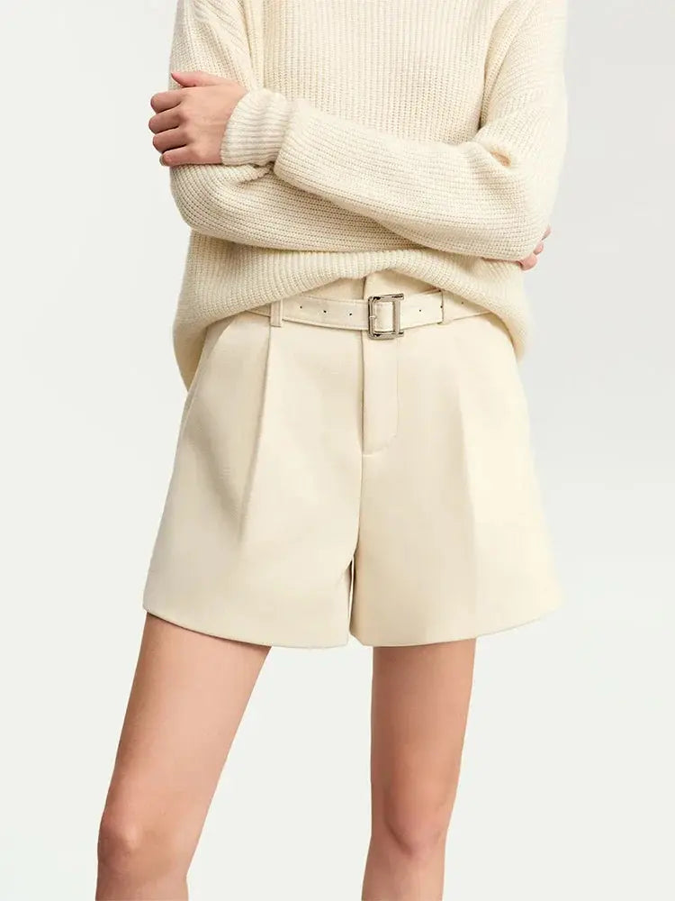 Office Vintage High-Waist Belted Shorts - Loran