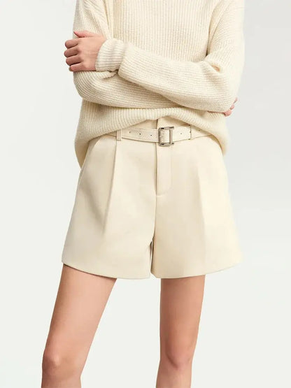 Office Vintage High-Waist Belted Shorts - Loran