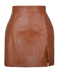 Split Hem Black PU Leather Skirt