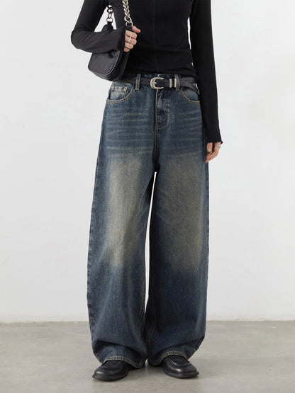 Plus Size Retro Wide Leg Jeans Spring & Autumn Denim Loran