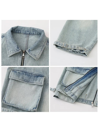 CHIC VEN Women Jacket Loose Casual Blue Cotton Denim Jack for Woman New outerwear Female Overcoat Cowboy Coat Spring Autumn 2024 Loran