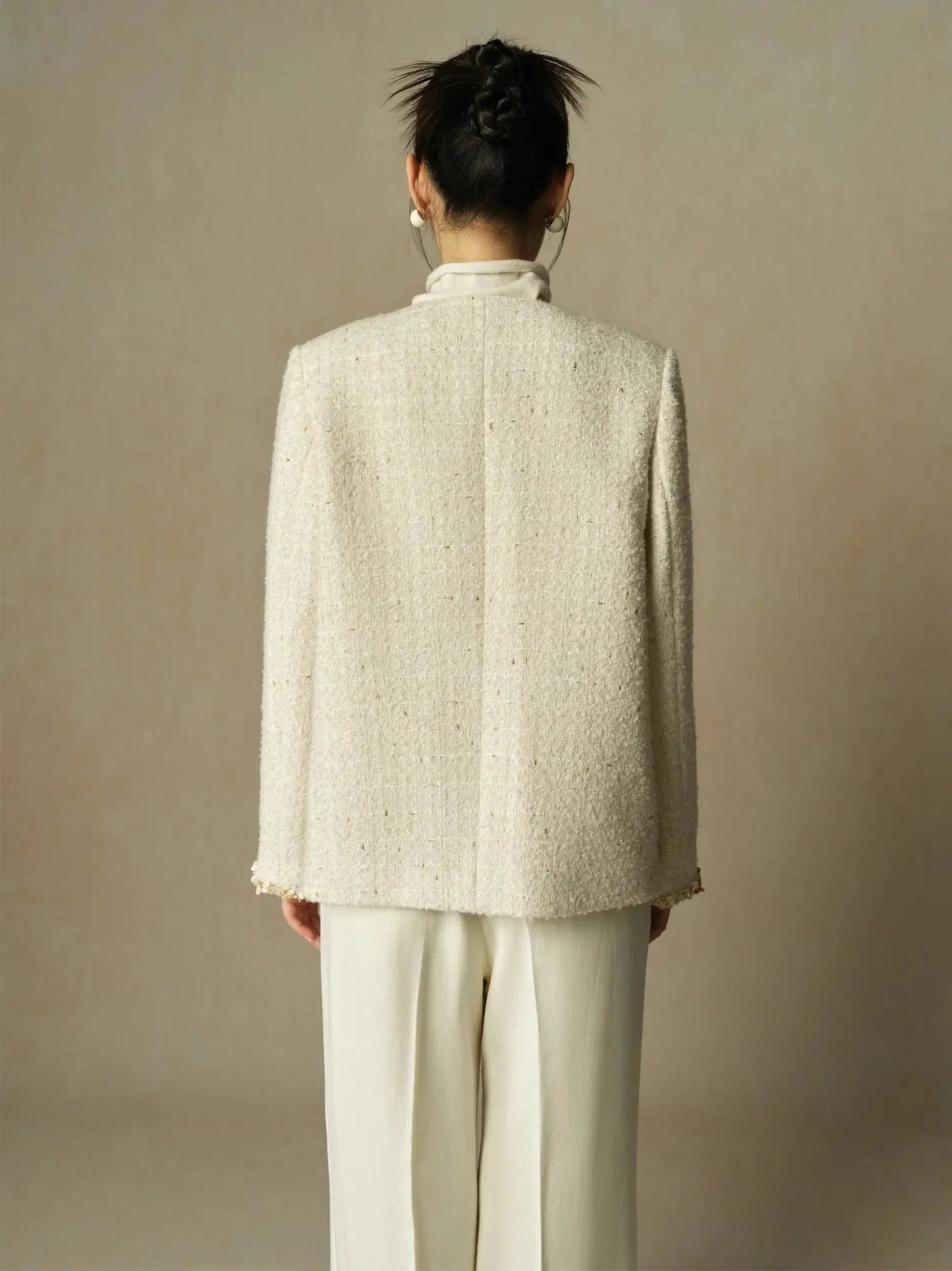 Women's Elegant Loose-Fit White Winter Coat - Loran