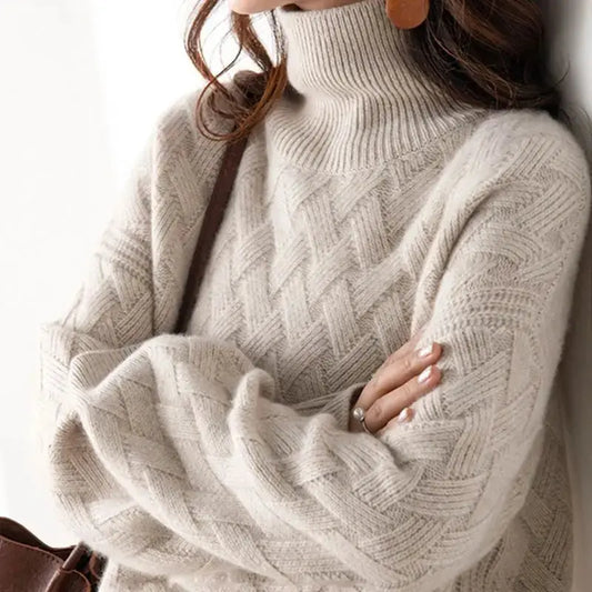 Oversized Cashmere Blend Pullover Sweater for Winter - Loran