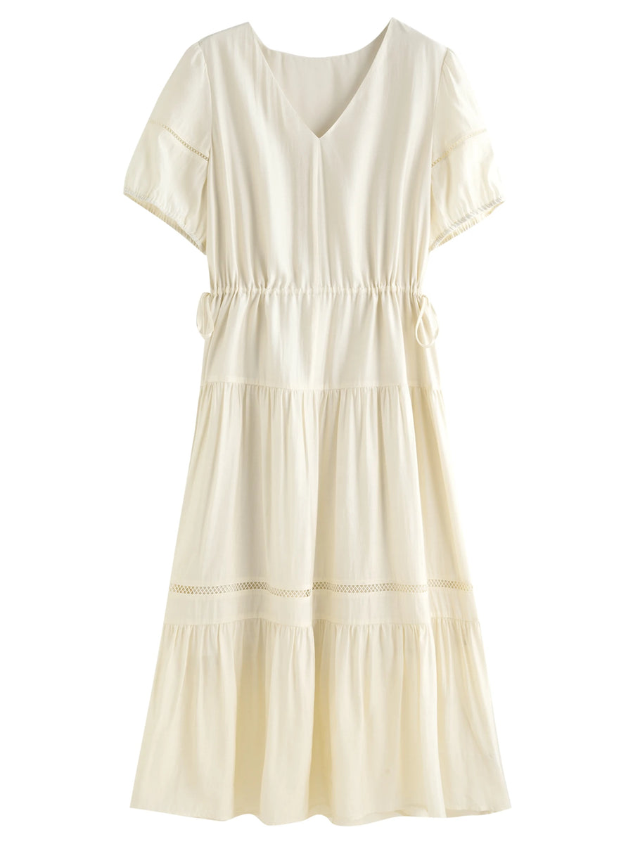 Breathable Linen Tiered Dress for a Flattering Curve
