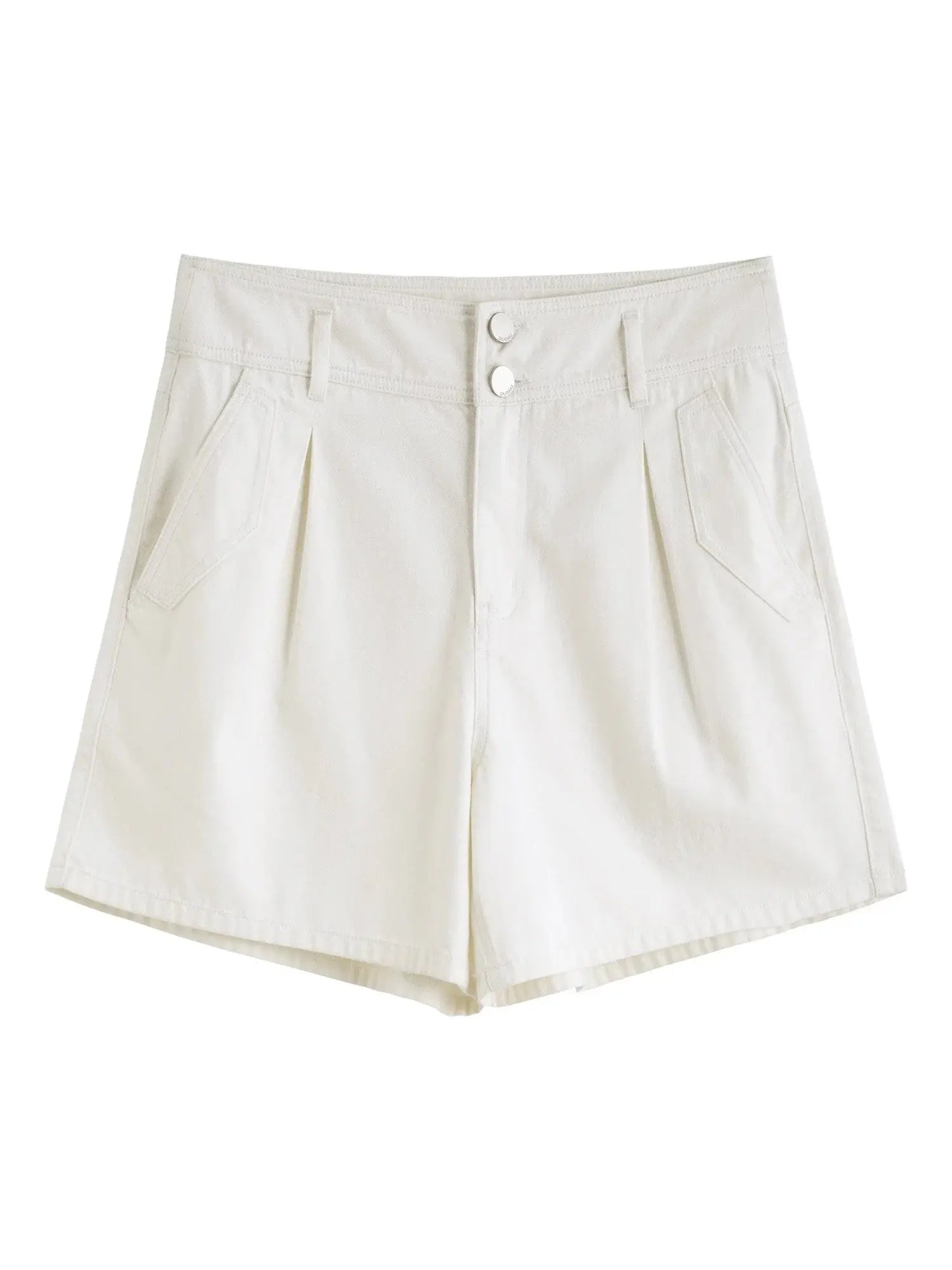 Plus Size High-Waist Pleated Denim Shorts - Loran